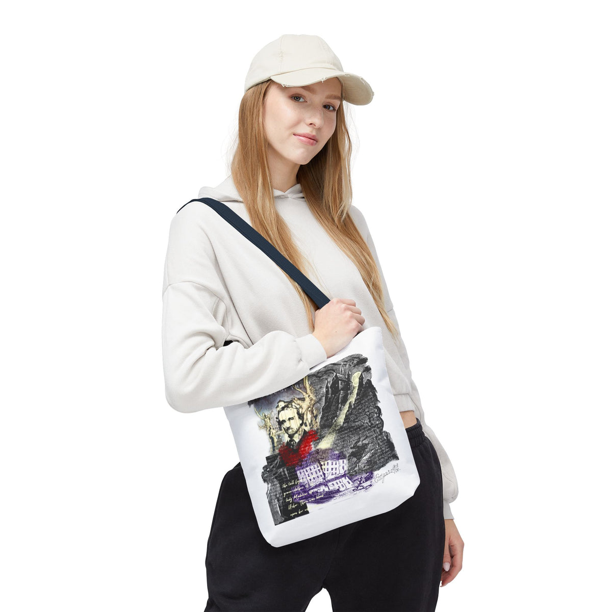 Fall of the House of Usher Tote Bag, Edgar Allan Poe Collage Art Tote