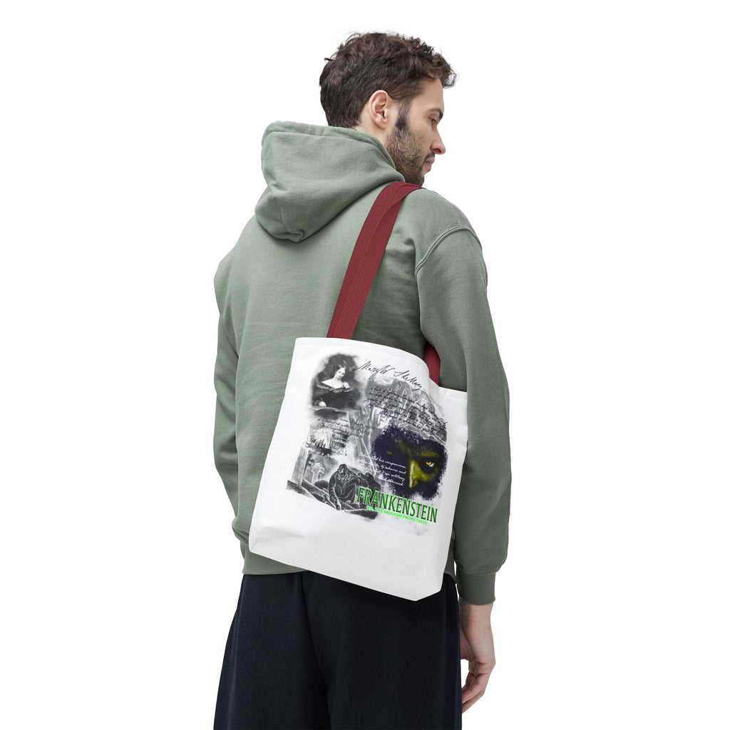 Frankenstein Collage Tote Bag, Mary Shelley Literary Gothic Tote