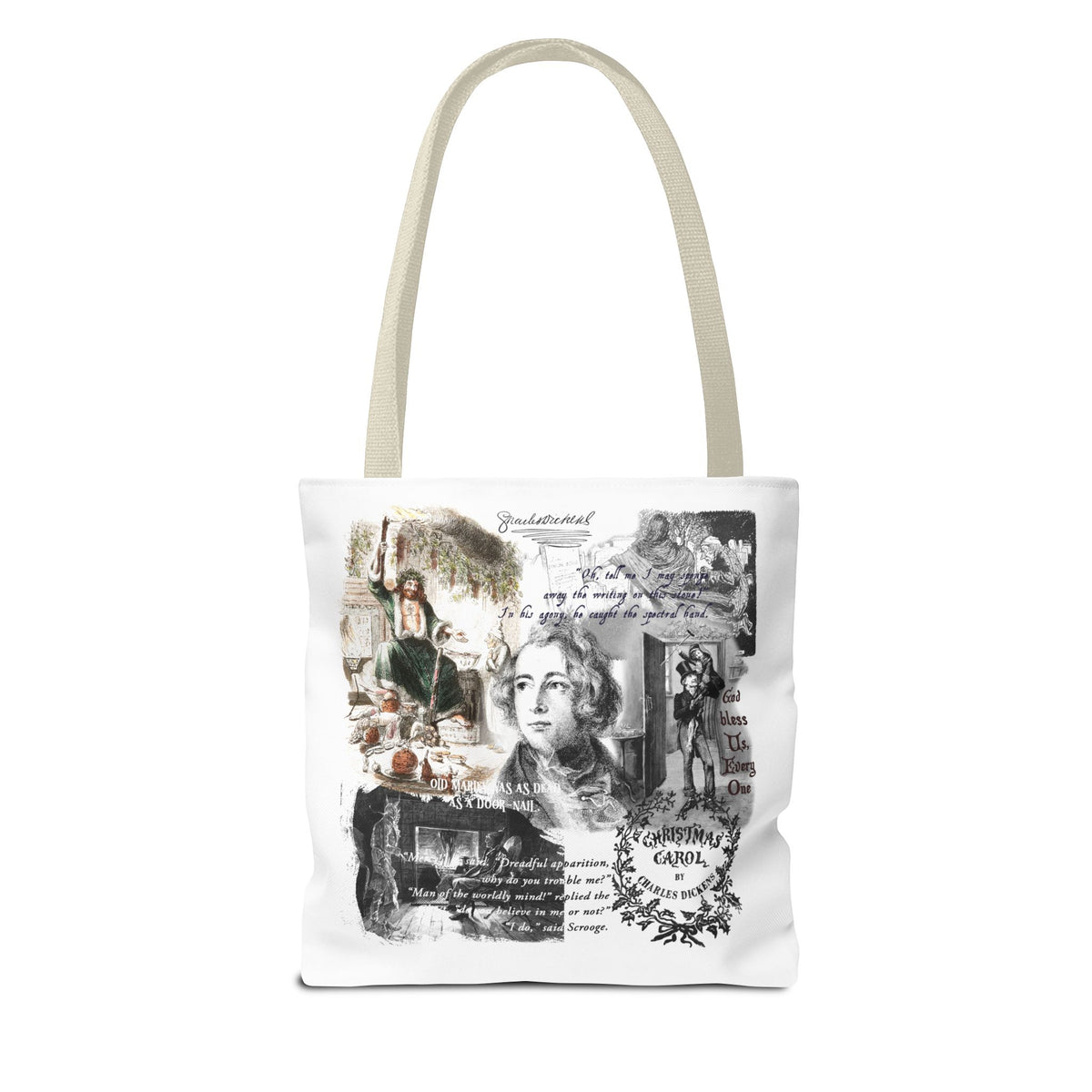 Classic Christmas Carol Collage Tote Bag