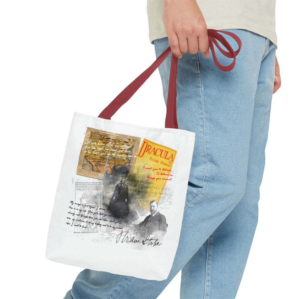 Dracula Collage Tote Bag, Vintage Bram Stoker Literary Art Tote