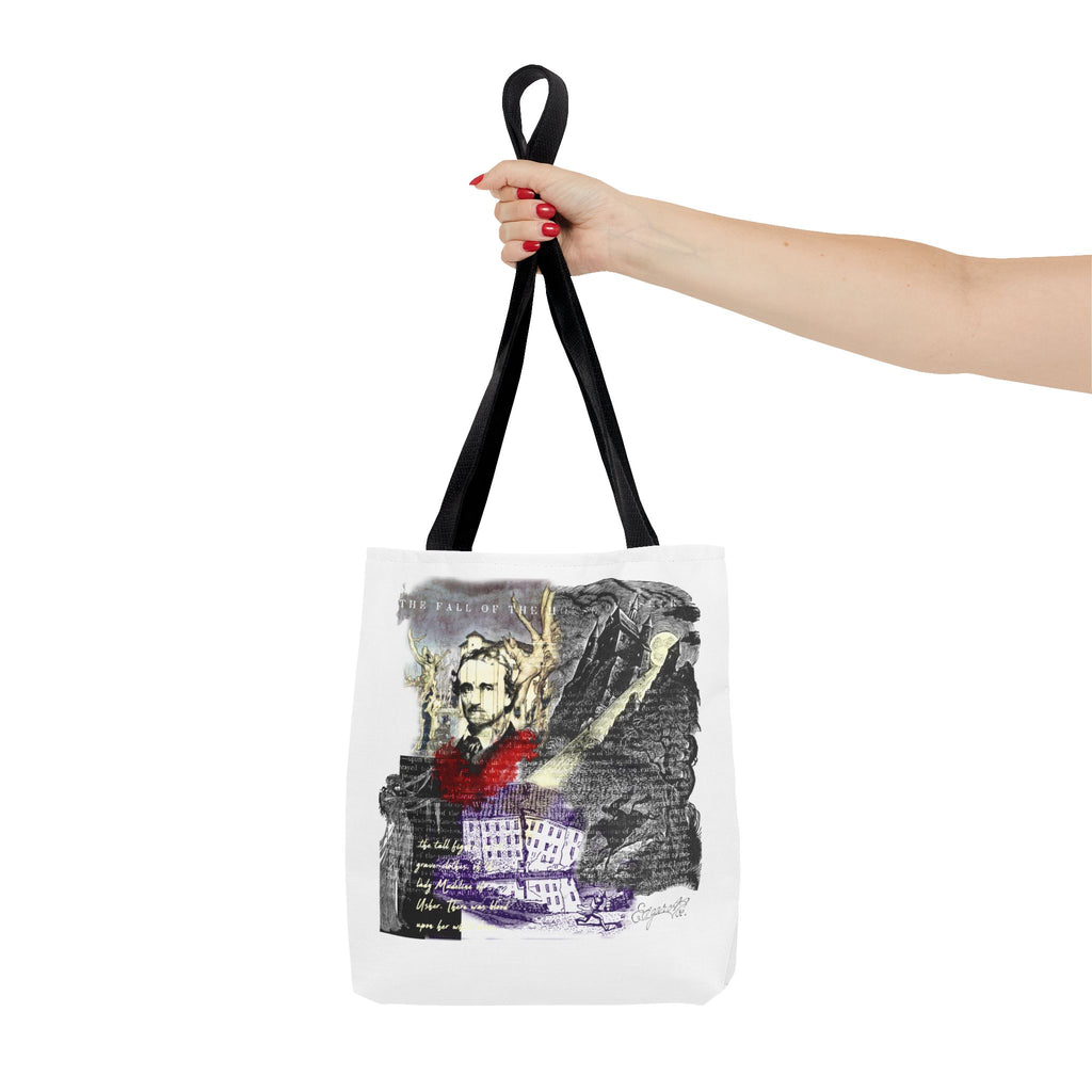 Fall of the House of Usher Tote Bag, Edgar Allan Poe Collage Art Tote