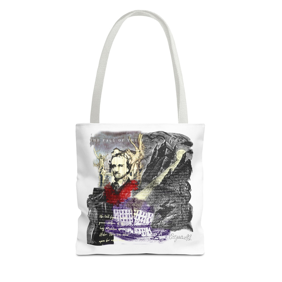 Fall of the House of Usher Tote Bag, Edgar Allan Poe Collage Art Tote