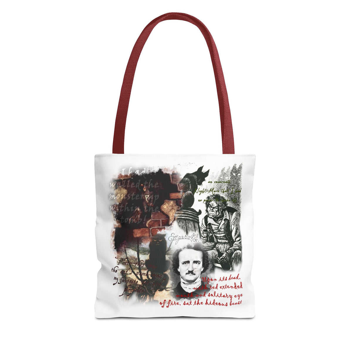The Black Cat Tote Bag, Edgar Allan Poe Gothic Collage Literary Tote
