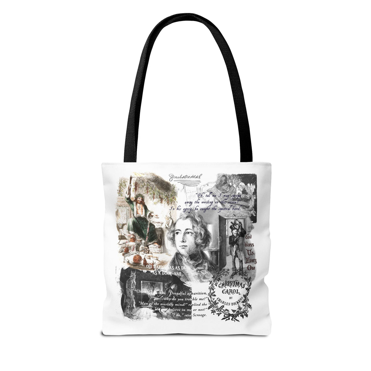 Classic Christmas Carol Collage Tote Bag