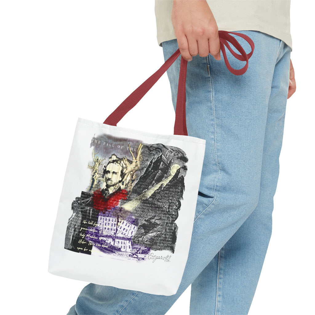 Fall of the House of Usher Tote Bag, Edgar Allan Poe Collage Art Tote