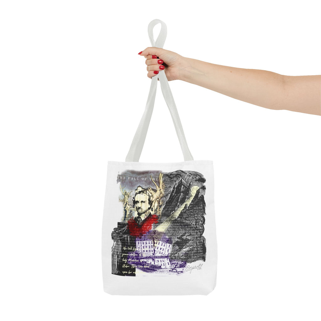 Fall of the House of Usher Tote Bag, Edgar Allan Poe Collage Art Tote