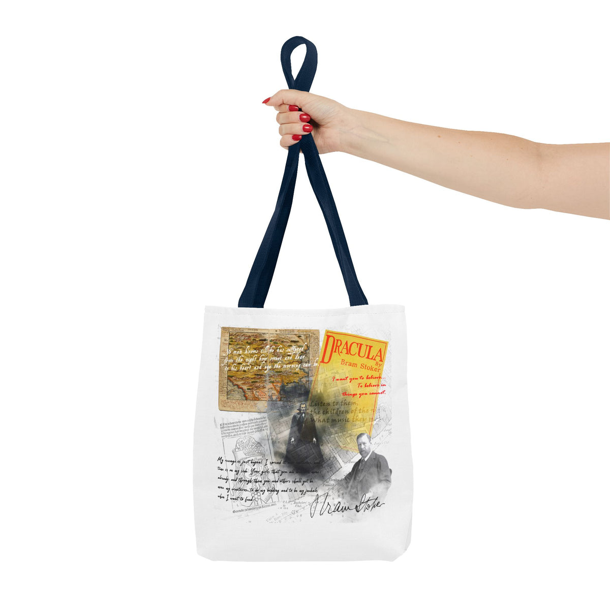 Dracula Collage Tote Bag, Vintage Bram Stoker Literary Art Tote