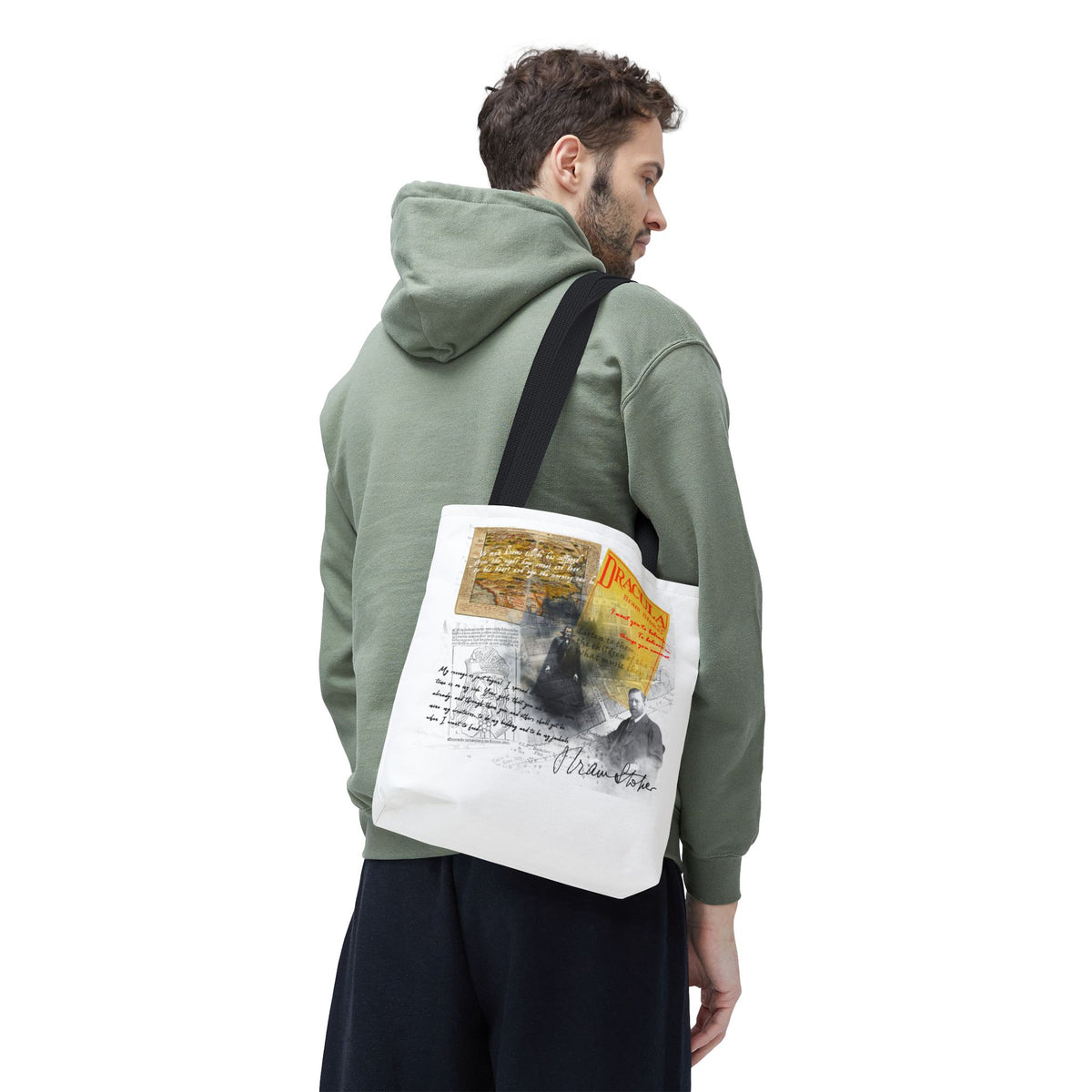 Dracula Collage Tote Bag, Vintage Bram Stoker Literary Art Tote