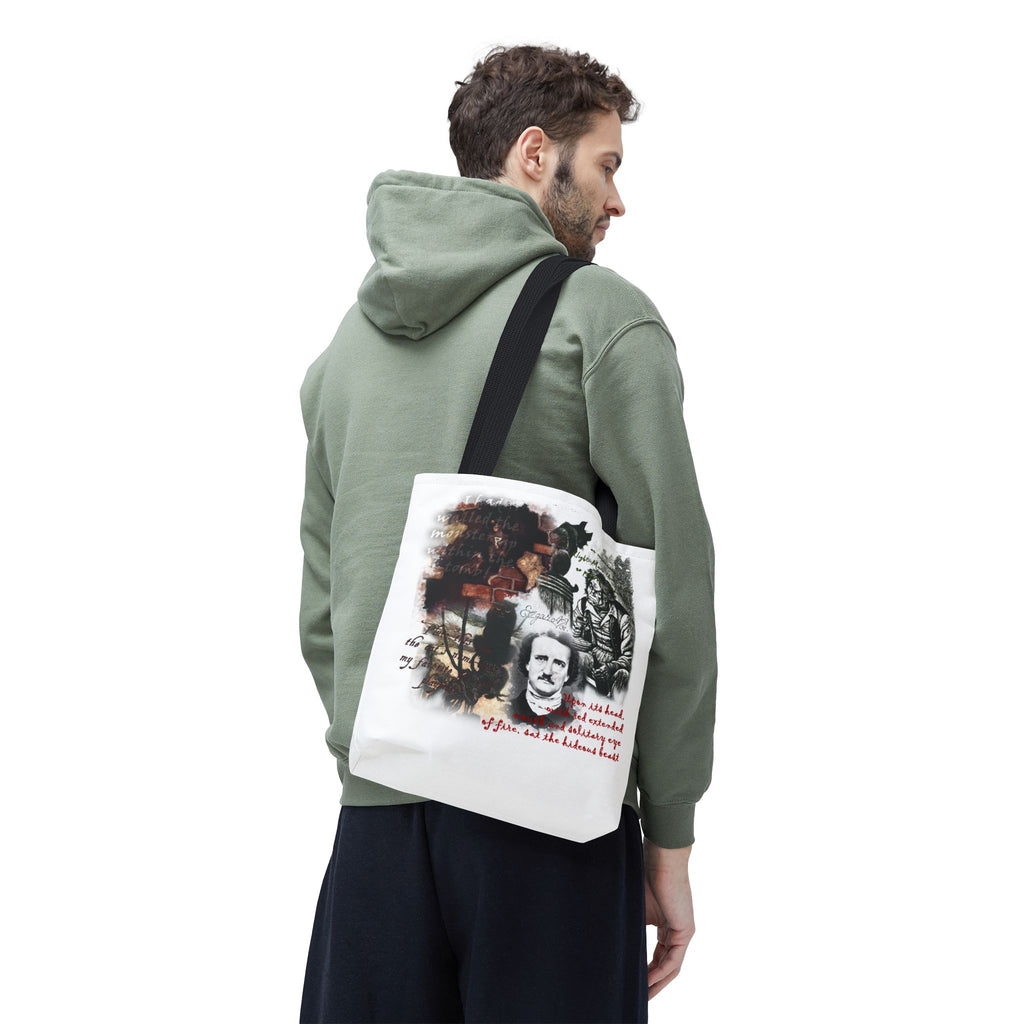 The Black Cat Tote Bag, Edgar Allan Poe Gothic Collage Literary Tote