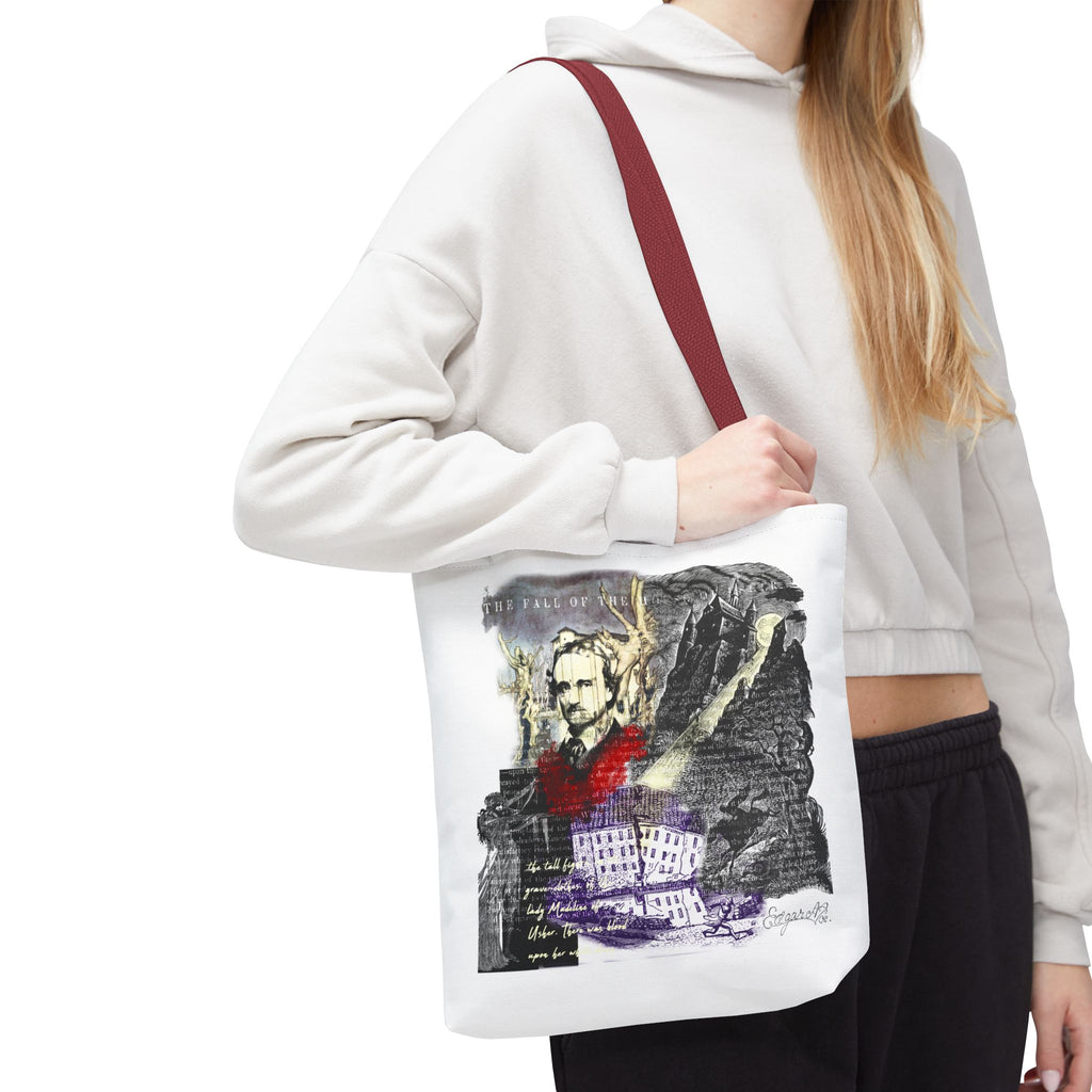 Fall of the House of Usher Tote Bag, Edgar Allan Poe Collage Art Tote
