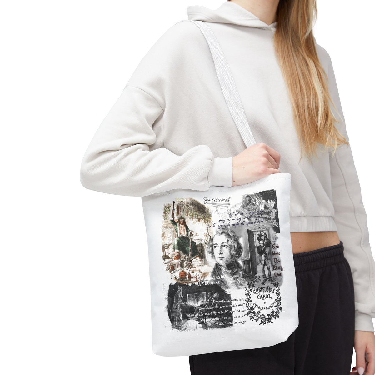 Classic Christmas Carol Collage Tote Bag