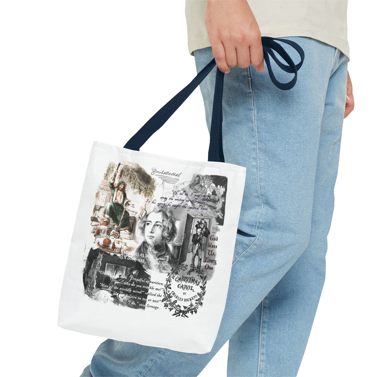 Classic Christmas Carol Collage Tote Bag