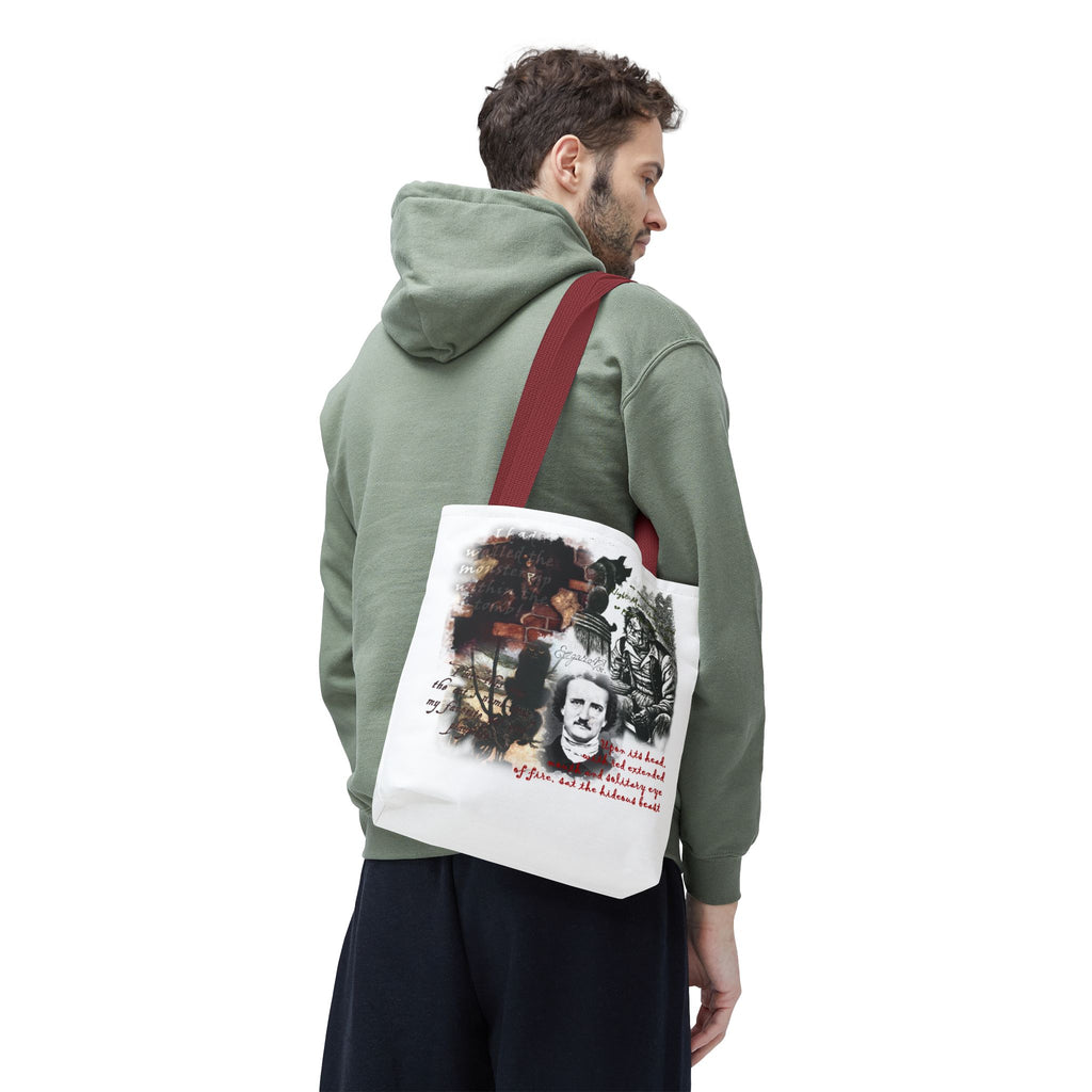 The Black Cat Tote Bag, Edgar Allan Poe Gothic Collage Literary Tote