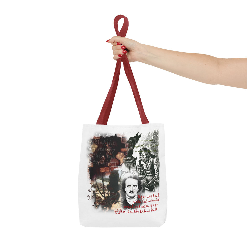The Black Cat Tote Bag, Edgar Allan Poe Gothic Collage Literary Tote