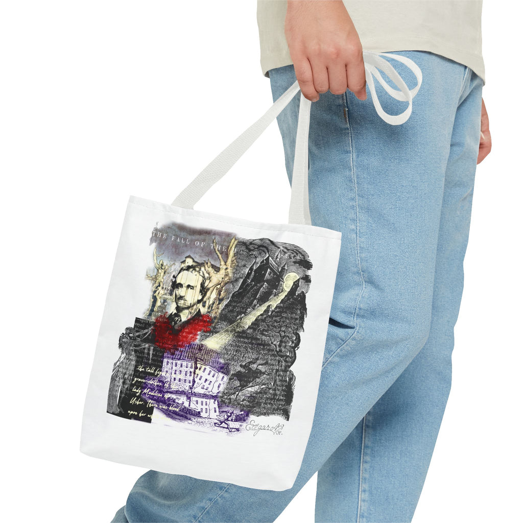 Fall of the House of Usher Tote Bag, Edgar Allan Poe Collage Art Tote