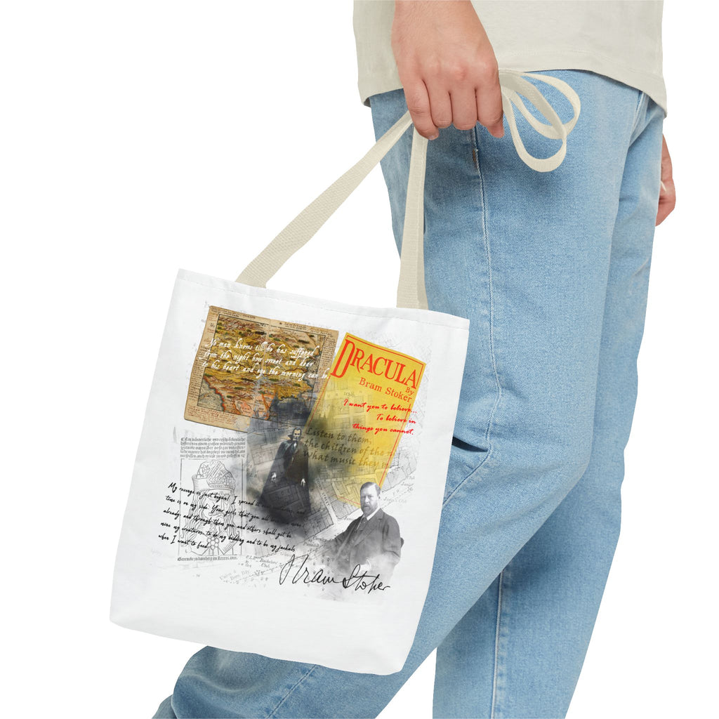 Dracula Collage Tote Bag, Vintage Bram Stoker Literary Art Tote