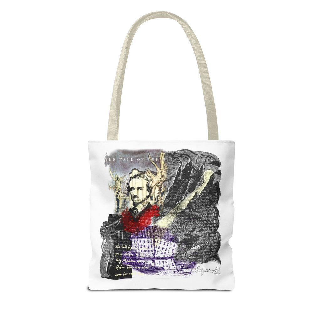 Fall of the House of Usher Tote Bag, Edgar Allan Poe Collage Art Tote