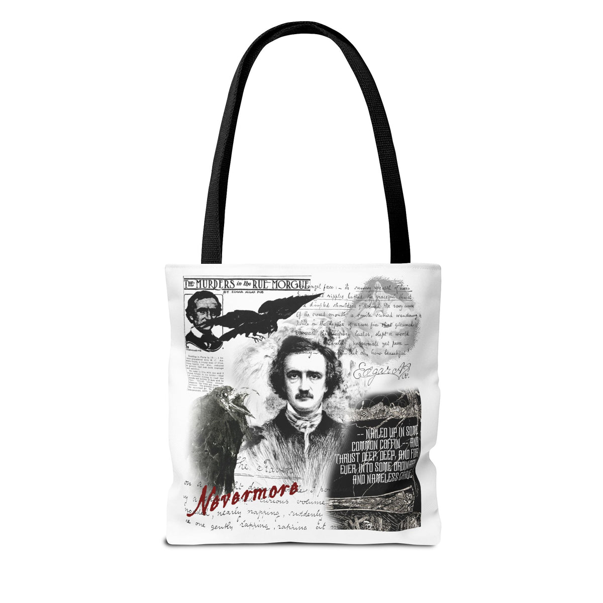 Edgar Allan Poe Raven Collage Tote Bag, Literary Gothic Aesthetic