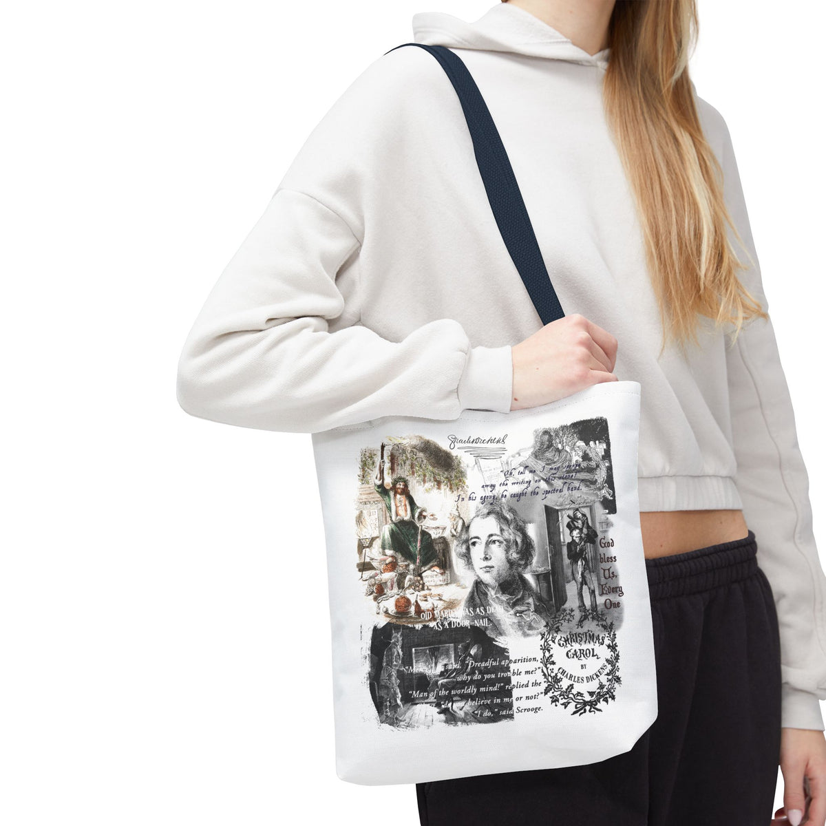 Classic Christmas Carol Collage Tote Bag