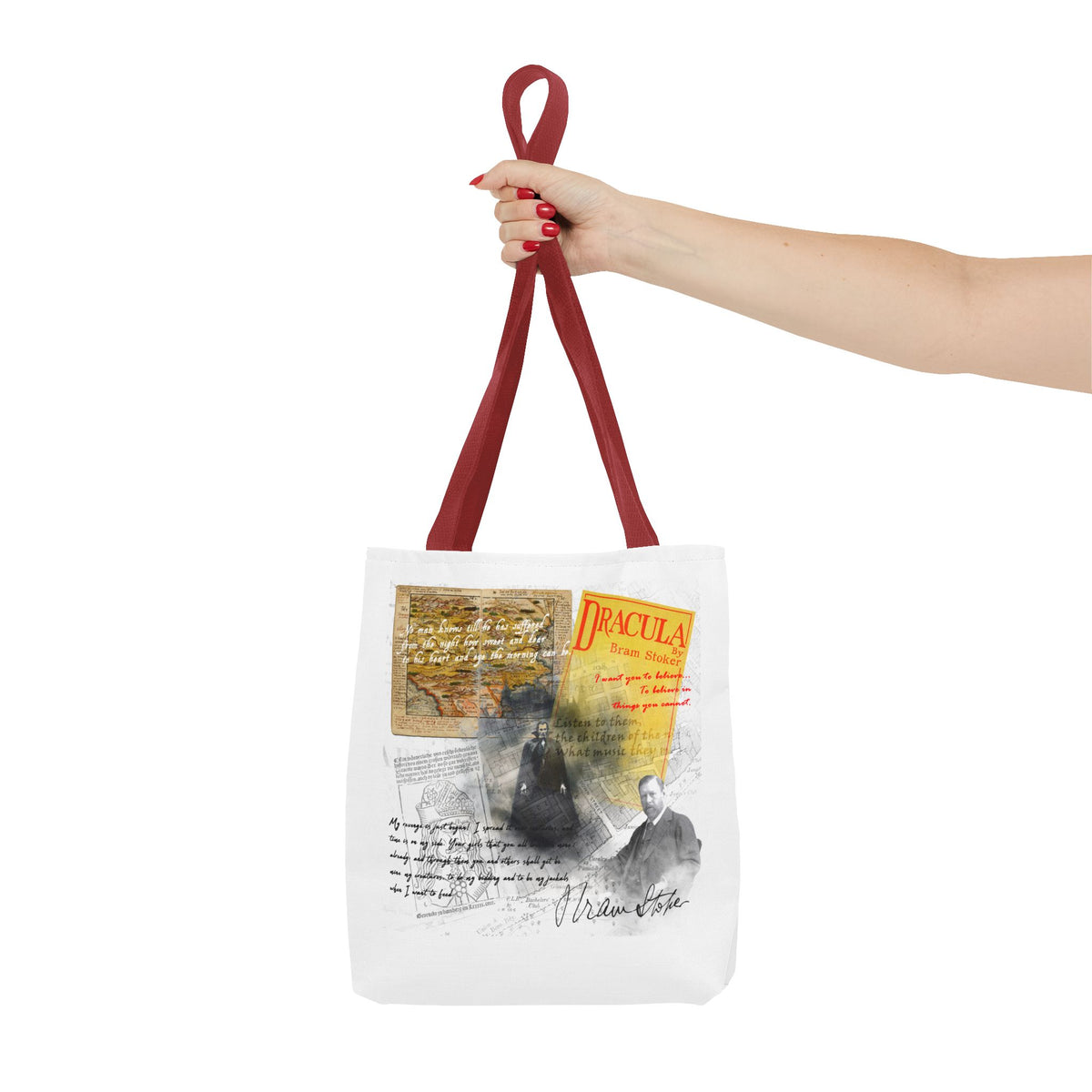 Dracula Collage Tote Bag, Vintage Bram Stoker Literary Art Tote