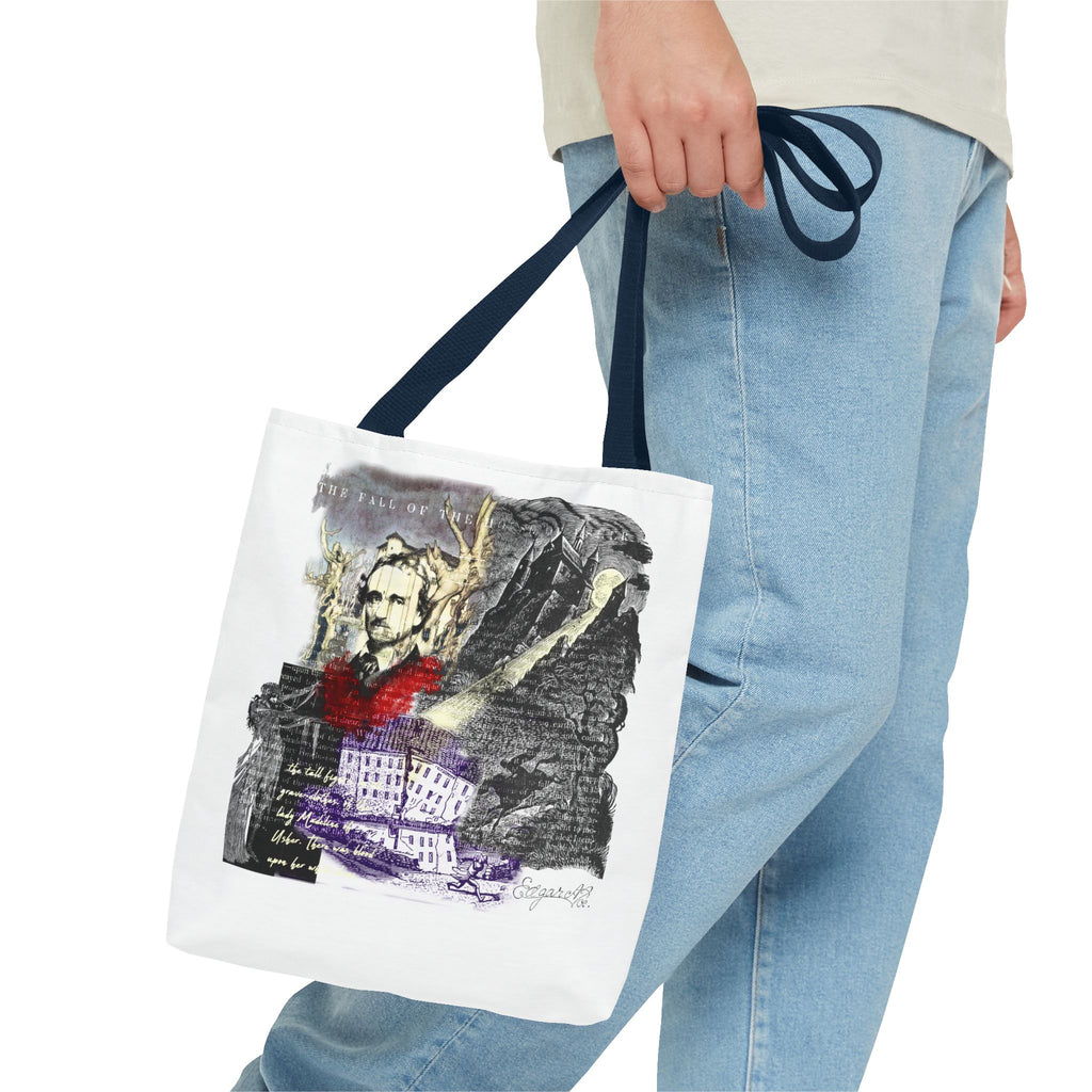 Fall of the House of Usher Tote Bag, Edgar Allan Poe Collage Art Tote