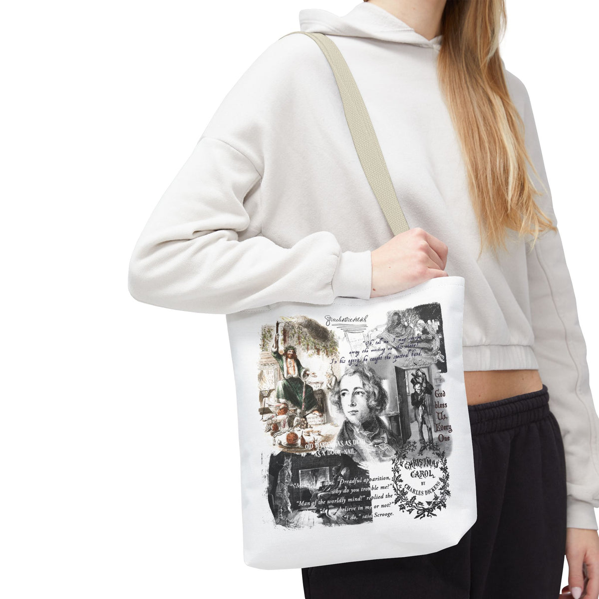 Classic Christmas Carol Collage Tote Bag