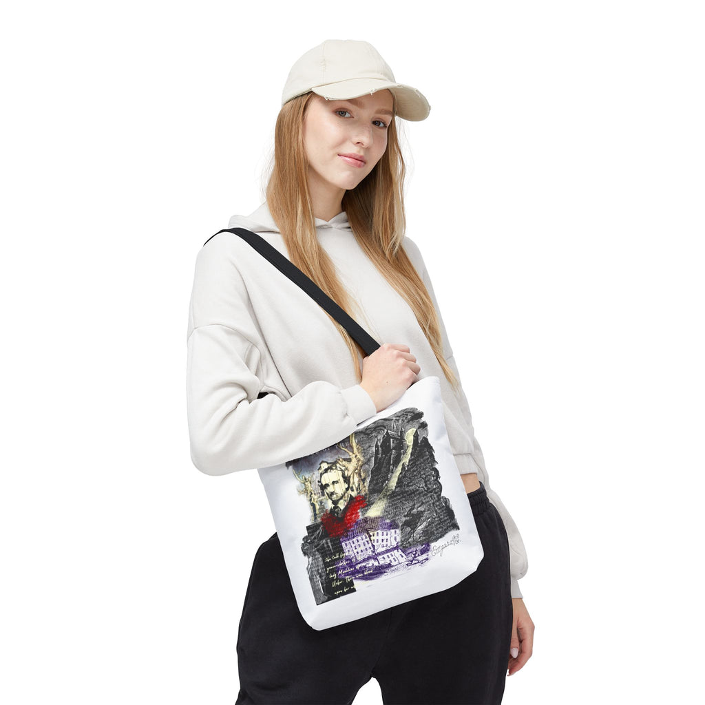 Fall of the House of Usher Tote Bag, Edgar Allan Poe Collage Art Tote