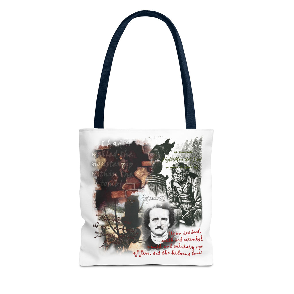 The Black Cat Tote Bag, Edgar Allan Poe Gothic Collage Literary Tote