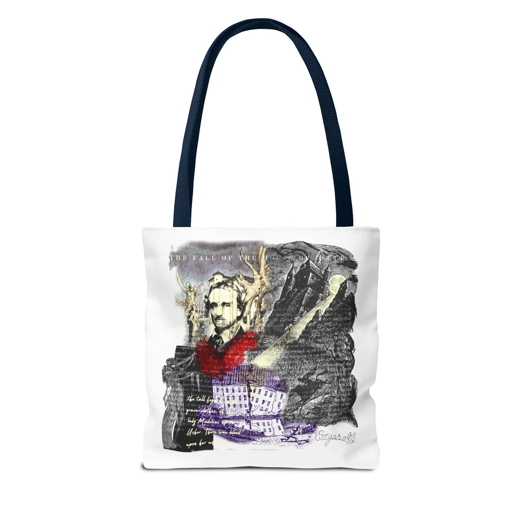 Fall of the House of Usher Tote Bag, Edgar Allan Poe Collage Art Tote