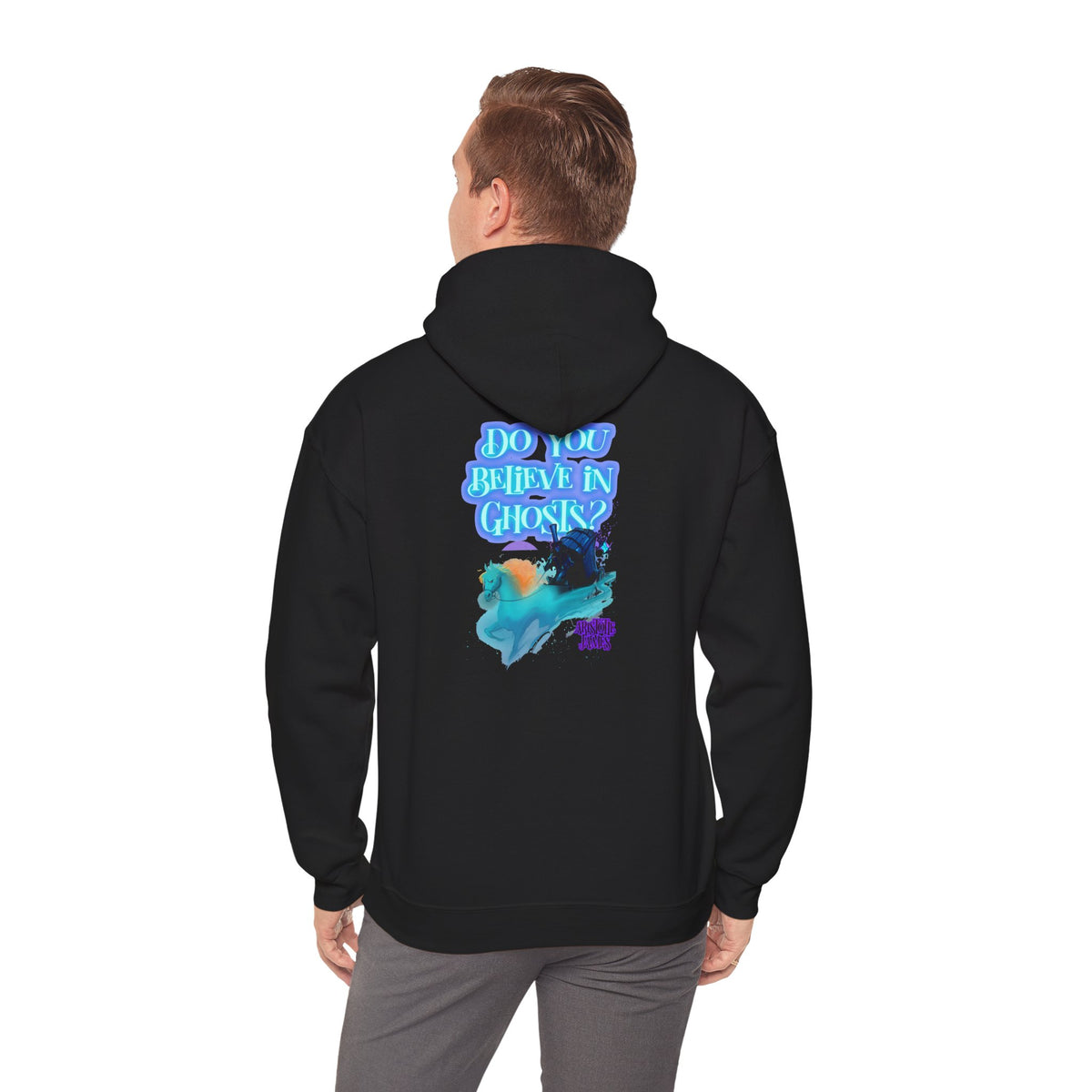 Believe in Ghosts Hoodie, Ethereal Phantom Funeral Coach Graphic Hoodie