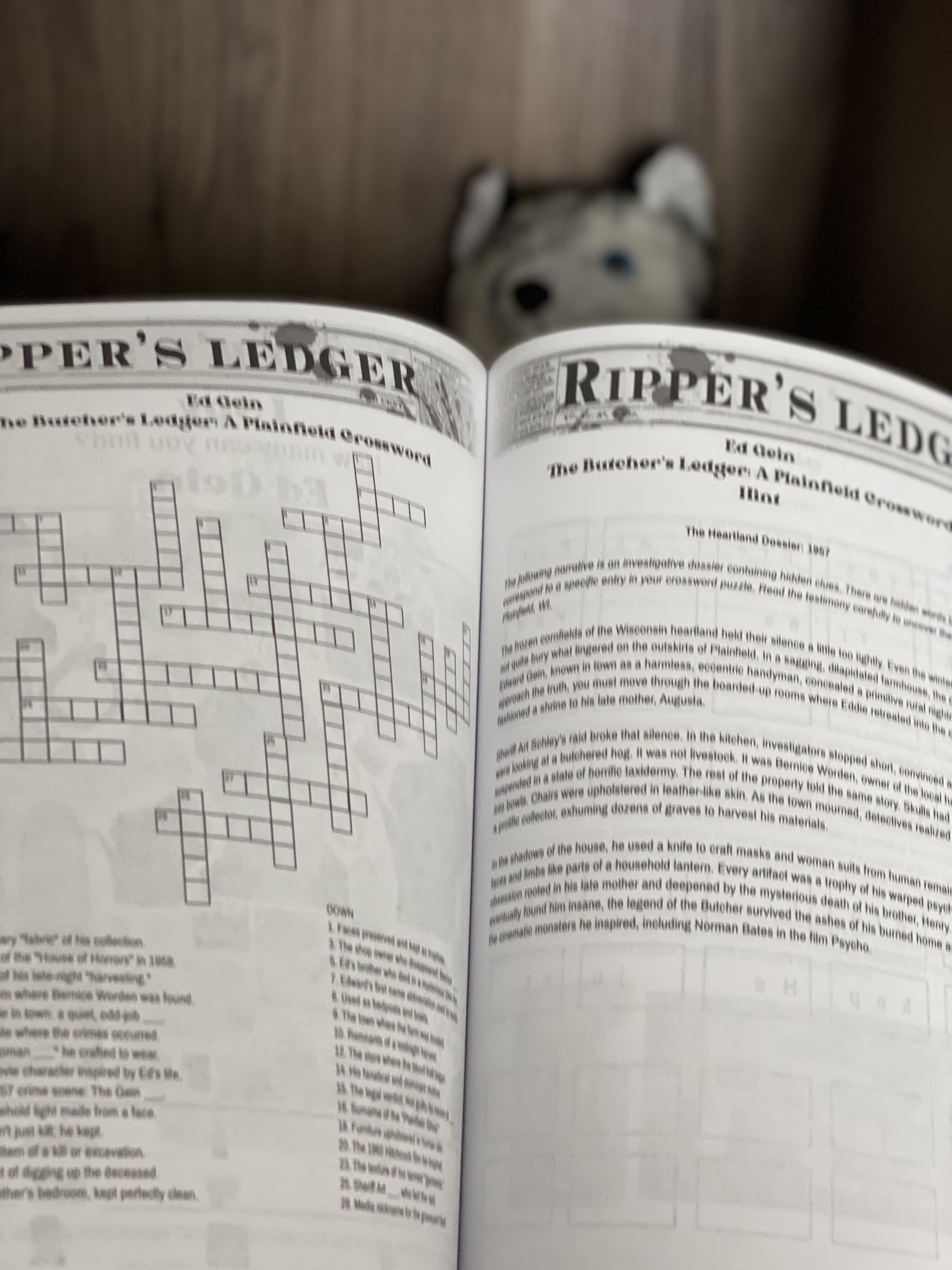 Ripper's Ledger puzzle book interior spread